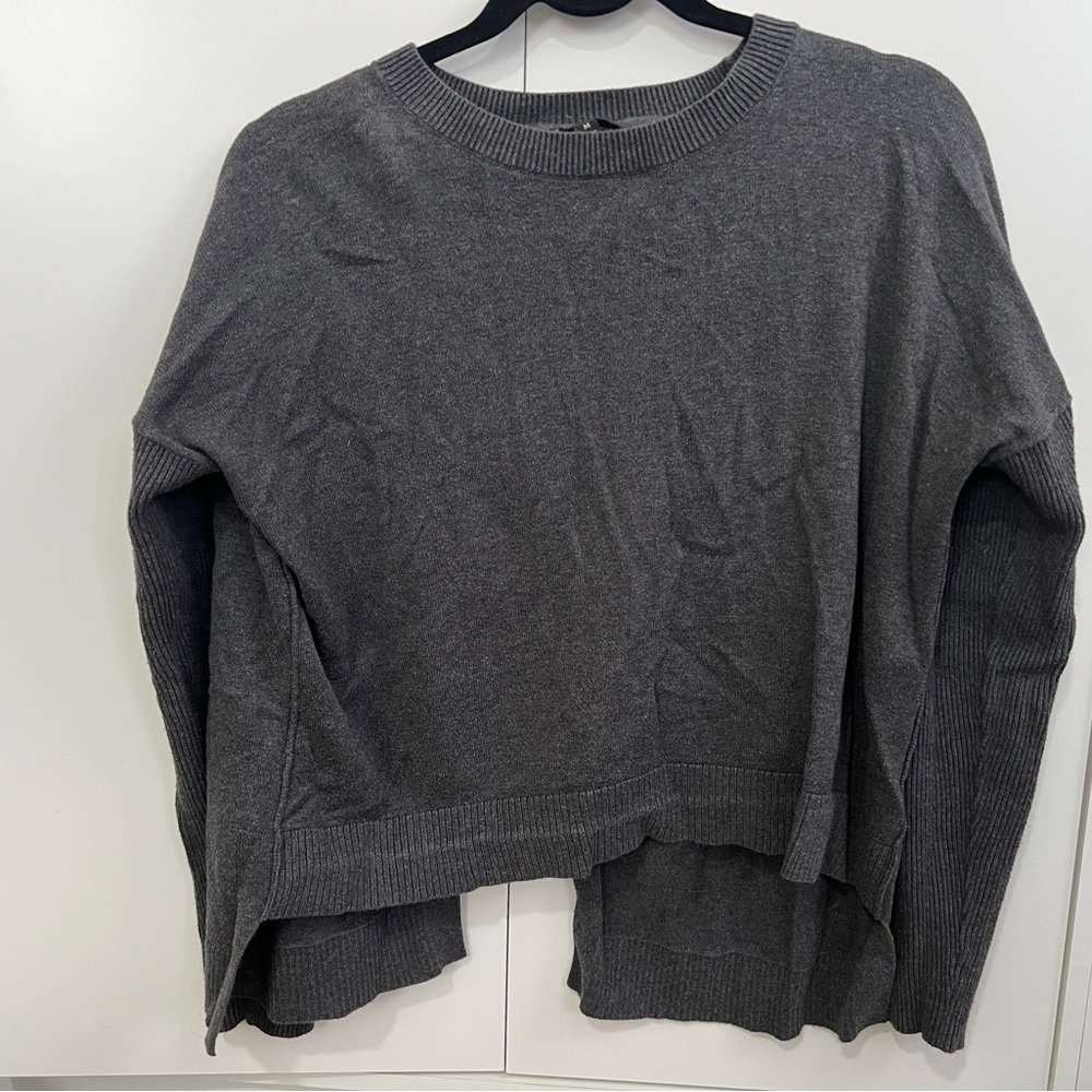 Athleta grey sweater with split in back, size medium